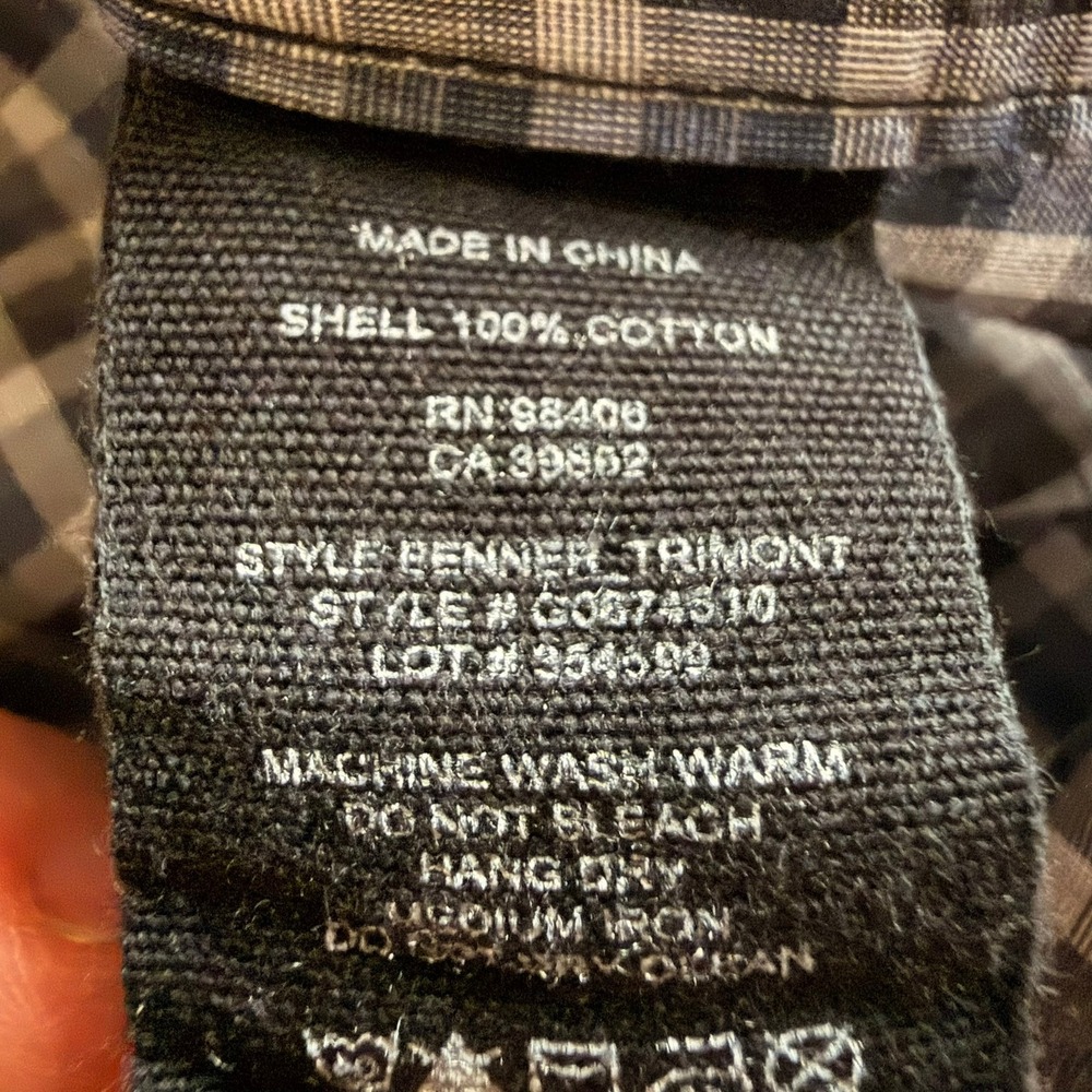 Theory Benner Trimont Men's XL Gingham Button Down Shirt Blue Grey Cotton Plaid - Picture 11 of 16